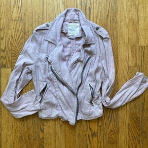 Free People Linen Motorcycle Jacket